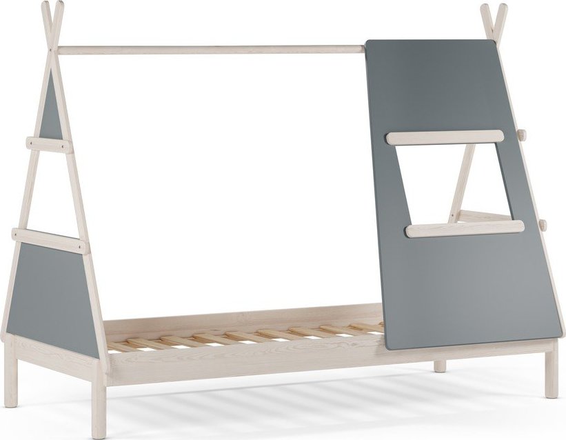 Šedozelená domečková dětská postel z borovicového dřeva s roštem 90x200 cm Enola – Marckeric Marckeric