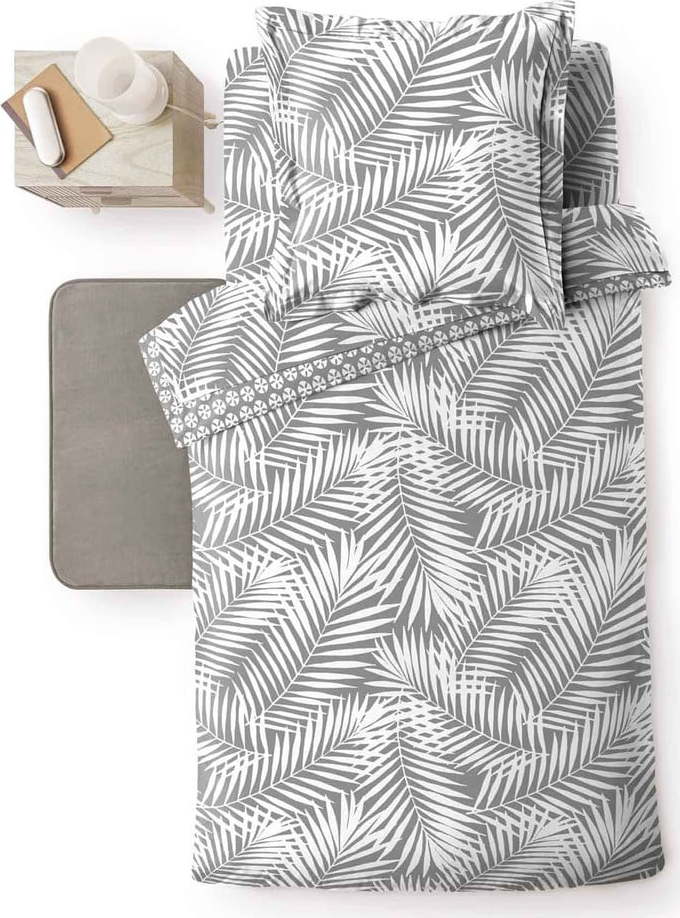 Šedý bavlněný povlak na peřinu na jednolůžko 140x200 cm Botania – douceur d'intérieur Douceur d intérieur