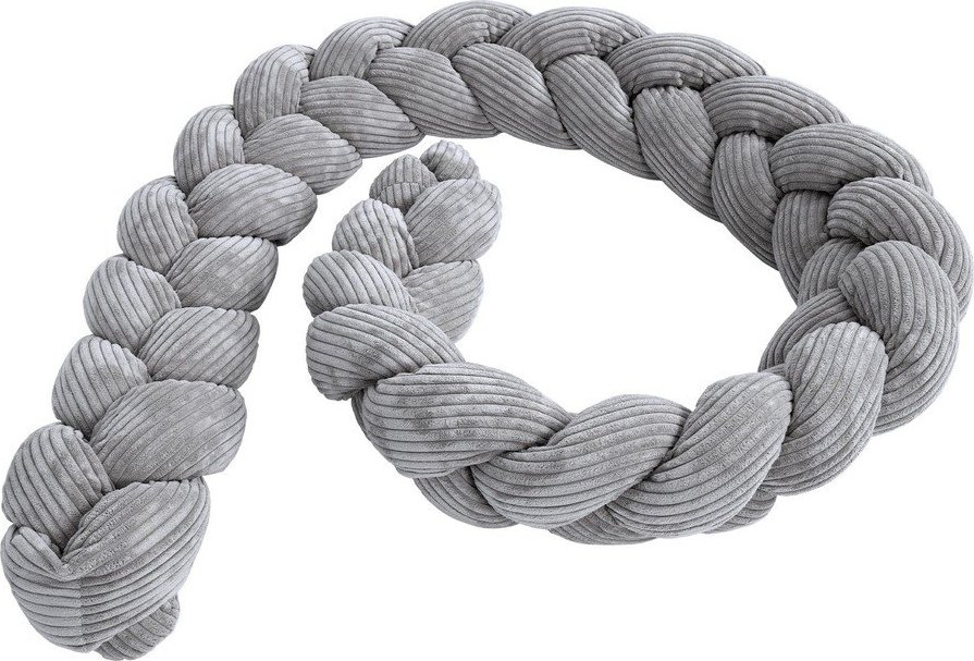 Šedý manšestrový mantinel do postýlky 300 cm – Meowbaby MeowBaby