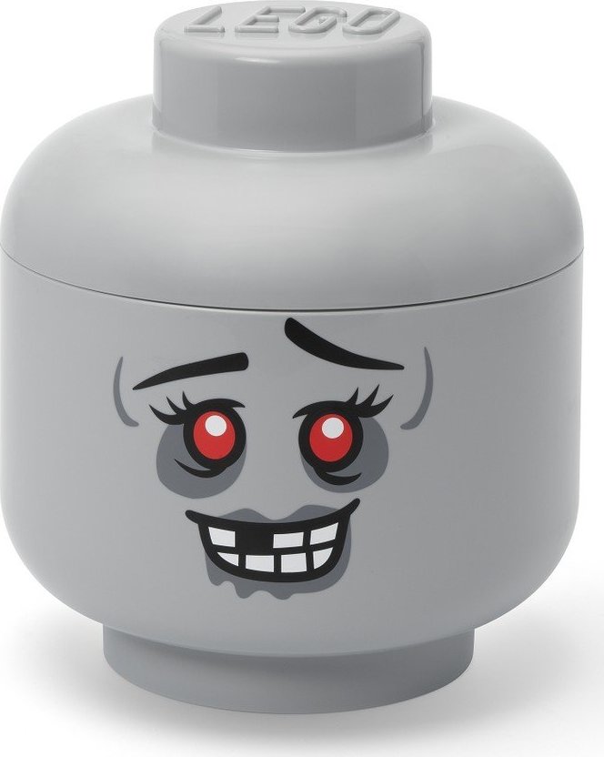 Šedý plastový dětský úložný box ø 24x27 cm Head Zombie L – LEGO® LEGO