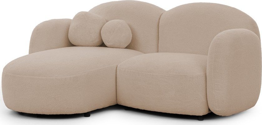 Světle hnědá rohová pohovka z textilie bouclé (levý roh/s lenoškou) Orbit – Ropez Ropez