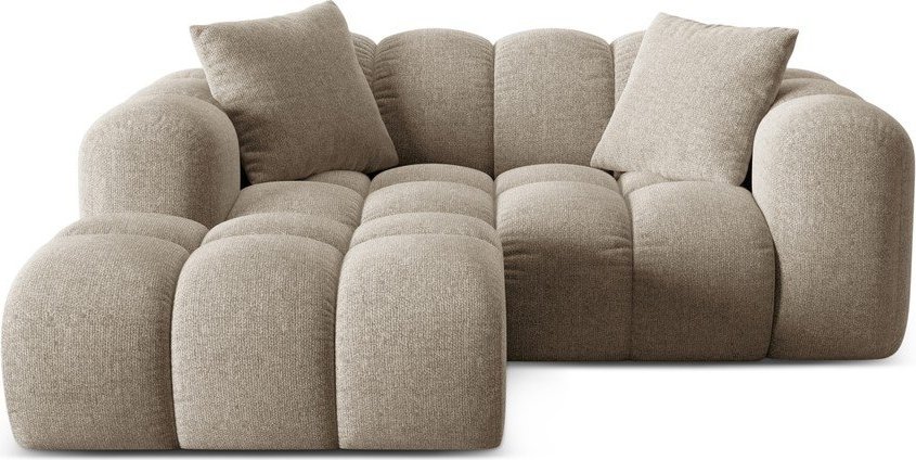 Světle hnědá žinylková rohová pohovka (levý roh/s lenoškou) Treno – Cosmopolitan Design Cosmopolitan design