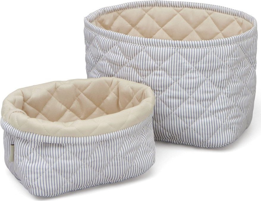 Světle modré látkové dětské koše na hračky v sadě 2 ks Classic Stripes Blue