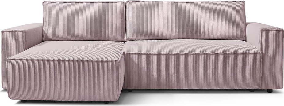 Světle růžová manšestrová rozkládací/s úložným prostorem rohová pohovka Nihad - II. jakost – Bobochic Paris Bobochic Paris