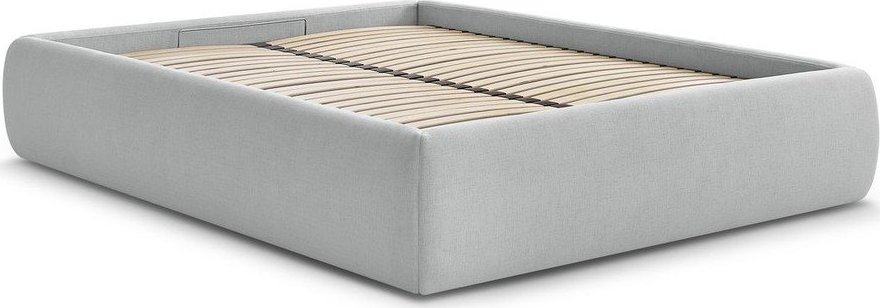 Světle šedá čalouněná dvoulůžková postel s úložným prostorem/bez čela s roštem 160x200 cm Inera – Bobochic Paris Bobochic Paris