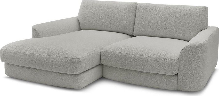 Světle šedá rohová pohovka z textilie bouclé (levý roh/s lenoškou) Leonore – Bobochic Paris Bobochic Paris