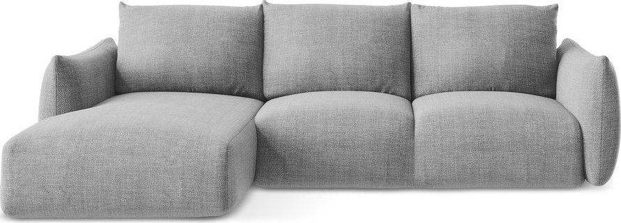 Světle šedá rozkládací rohová pohovka (levý roh/s lenoškou) Leila – Makamii Makamii