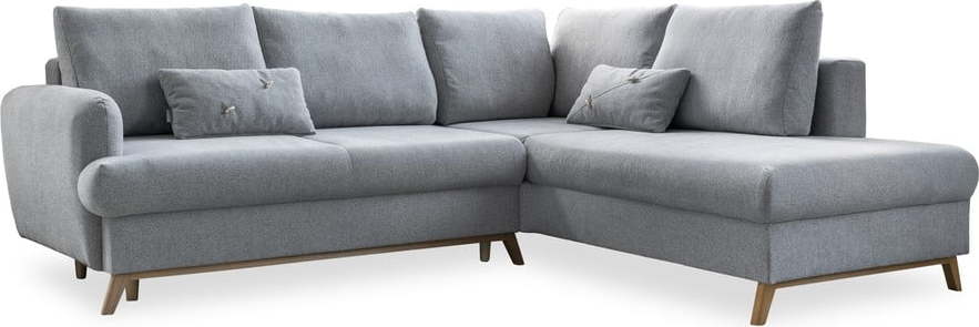 Světle šedá rozkládací/s úložným prostorem rohová pohovka (pravý roh/do L) Scandic Lagom – Miuform Miuform