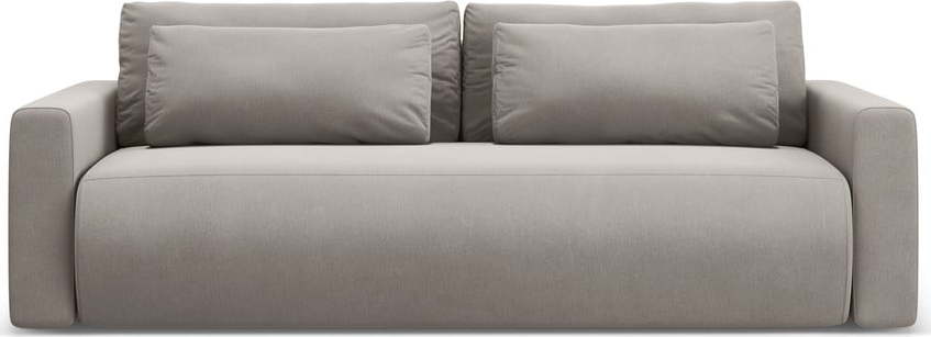 Světle šedá sametová rozkládací pohovka s úložným prostorem 238 cm Belfast – Cosmopolitan Design Cosmopolitan design