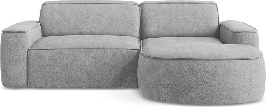 Světle šedá žinylková rohová pohovka (pravý roh/s lenoškou) Omao – Makamii Makamii