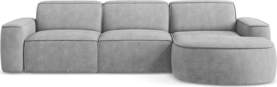 Světle šedá žinylková rohová pohovka (pravý roh/s lenoškou) Omao – Makamii Makamii