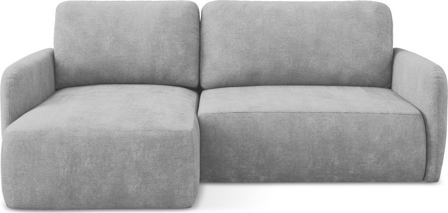 Světle šedá žinylková rozkládací/s úložným prostorem rohová pohovka (levý roh/s lenoškou) Lilo – Makamii Makamii