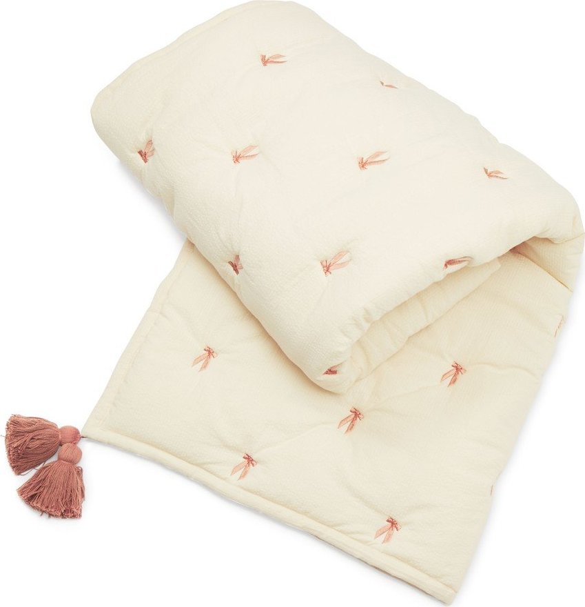 Světle žlutá/růžová prošívaná dětská deka z Bio bavlny 90x120 cm Bows – Cam Cam Copenhagen Cam Cam Copenhagen