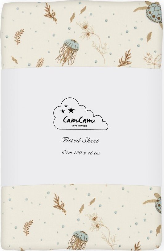 Světle žluté napínací dětské prostěradlo do postýlky z Bio bavlny 60x120 cm Sea Garden – Cam Cam Copenhagen Cam Cam Copenhagen