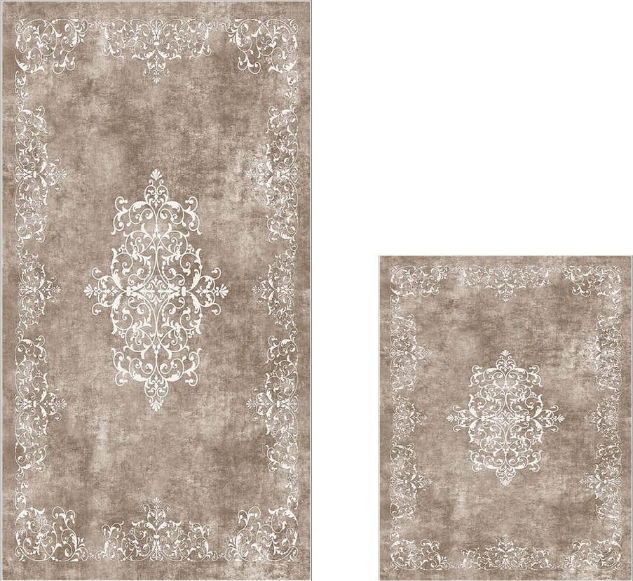 Šedé/taupe koupelnové předložky v sadě 2 ks 60x100 cm – Foutastic Foutastic