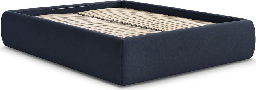 Tmavě modrá čalouněná dvoulůžková postel s úložným prostorem/bez čela s roštem 180x200 cm Inera – Bobochic Paris Bobochic Paris