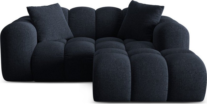 Tmavě modrá žinylková rohová pohovka (pravý roh/s lenoškou) Treno – Cosmopolitan Design Cosmopolitan design