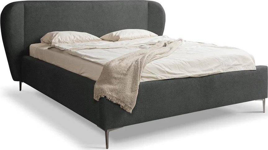Tmavě šedá čalouněná dvoulůžková postel s roštem 160x200 cm Makana – Makamii Makamii