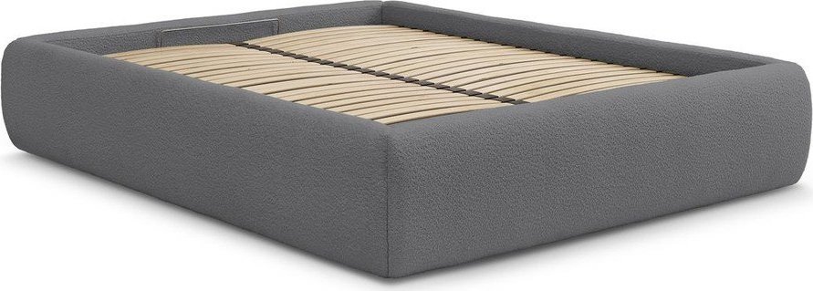 Tmavě šedá čalouněná dvoulůžková postel s úložným prostorem/bez čela s roštem 160x200 cm Inera – Bobochic Paris Bobochic Paris