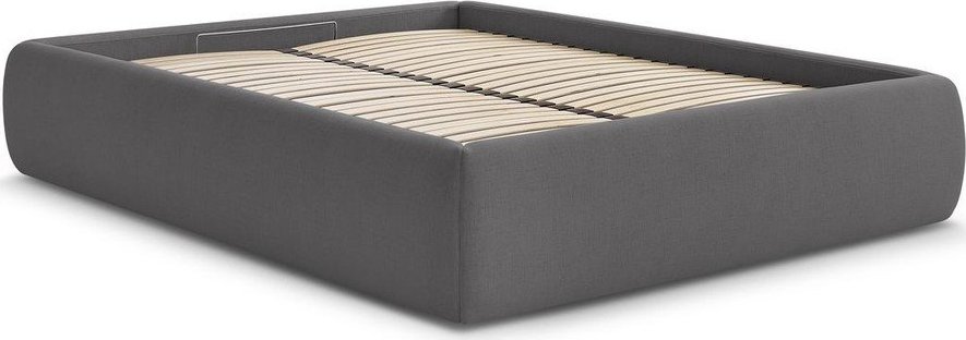Tmavě šedá čalouněná dvoulůžková postel s úložným prostorem/bez čela s roštem 180x200 cm Inera – Bobochic Paris Bobochic Paris