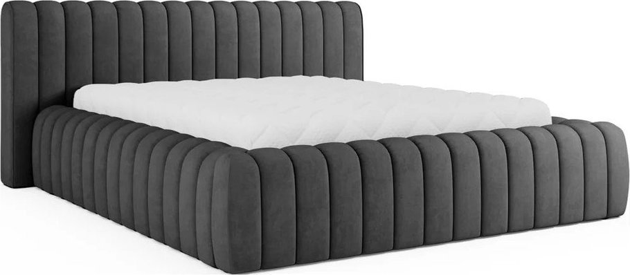 Tmavě šedá čalouněná dvoulůžková postel s úložným prostorem s roštem 180x200 cm Carilla – ELTAP ELTAP