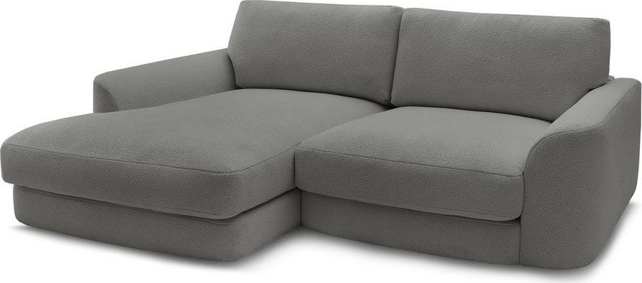 Tmavě šedá rohová pohovka z textilie bouclé (levý roh/s lenoškou) Leonore – Bobochic Paris Bobochic Paris