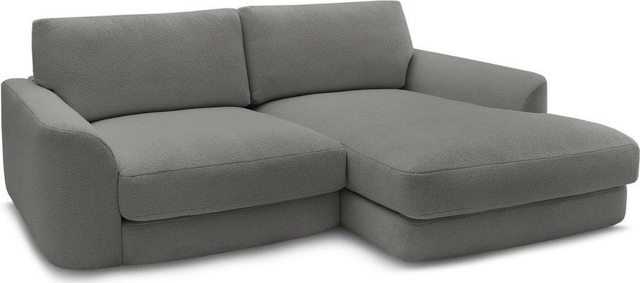 Tmavě šedá rohová pohovka z textilie bouclé (pravý roh/s lenoškou) Leonore – Bobochic Paris Bobochic Paris