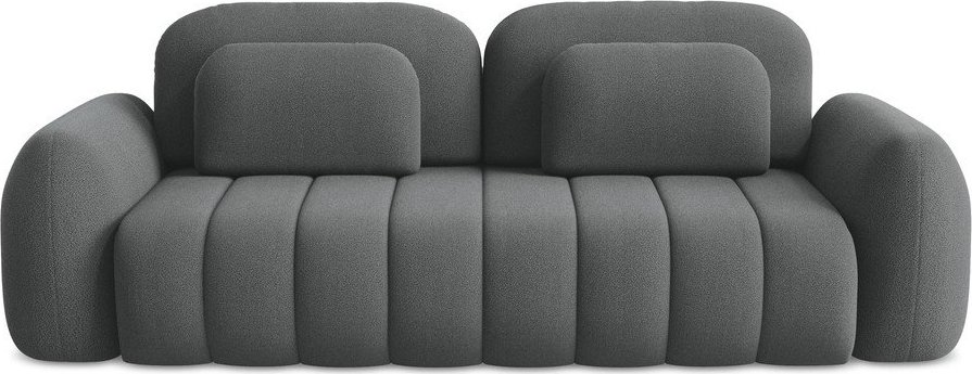 Tmavě šedá rozkládací/s úložným prostorem pohovka z textilie bouclé 266 cm Pele – Makamii Makamii