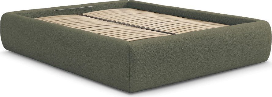 Tmavě zelená čalouněná dvoulůžková postel s úložným prostorem/bez čela s roštem 180x200 cm Inera – Bobochic Paris Bobochic Paris