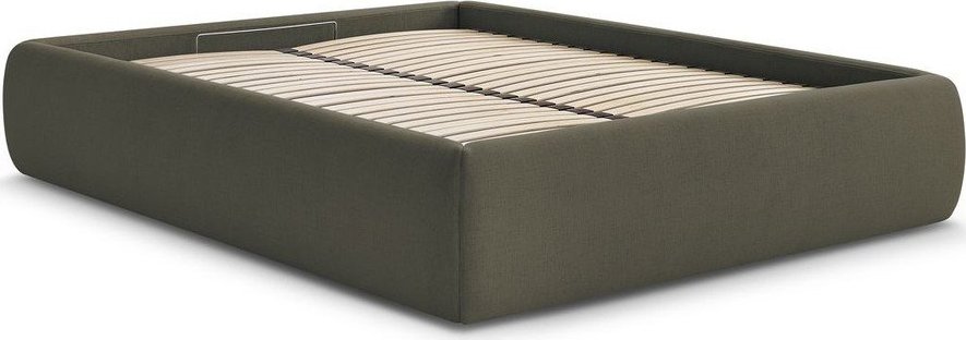 Tmavě zelená čalouněná dvoulůžková postel s úložným prostorem/bez čela s roštem 180x200 cm Inera – Bobochic Paris Bobochic Paris
