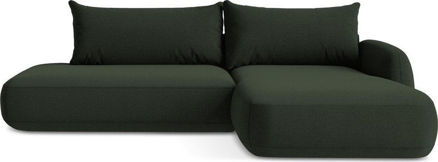 Tmavě zelená rozkládací rohová pohovka (pravý roh/s lenoškou) Hale – Makamii Makamii