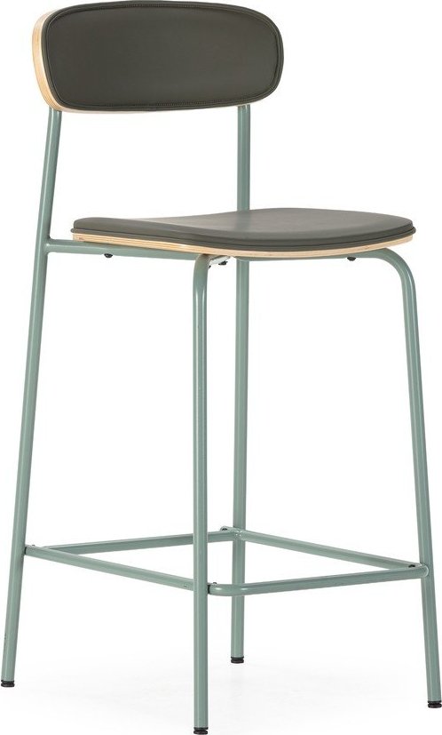 Tmavě zelené čalouněné barové židle v sadě 2 ks (výška sedáku 65
