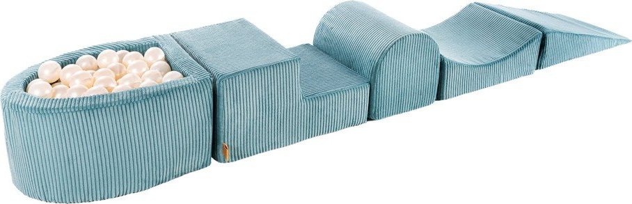 Tyrkysové manšestrové pěnové hřiště 250x45x30 cm Montessori – Meowbaby MeowBaby