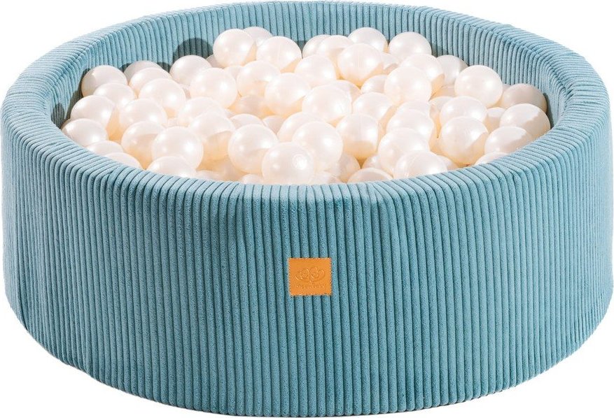 Tyrkysový manšestrový bazének s míčky ø 90x30 cm Montessori – Meowbaby MeowBaby