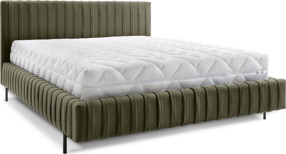 Zelená čalouněná dvoulůžková postel s úložným prostorem s roštem 140x200 cm Plissa – ELTAP ELTAP