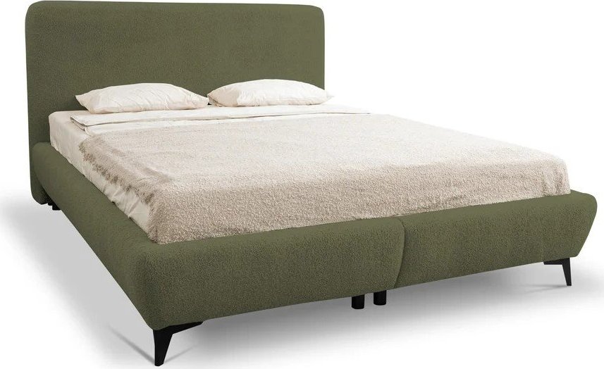 Zelená čalouněná dvoulůžková postel s úložným prostorem s roštem 160x200 cm Makapu – Makamii Makamii