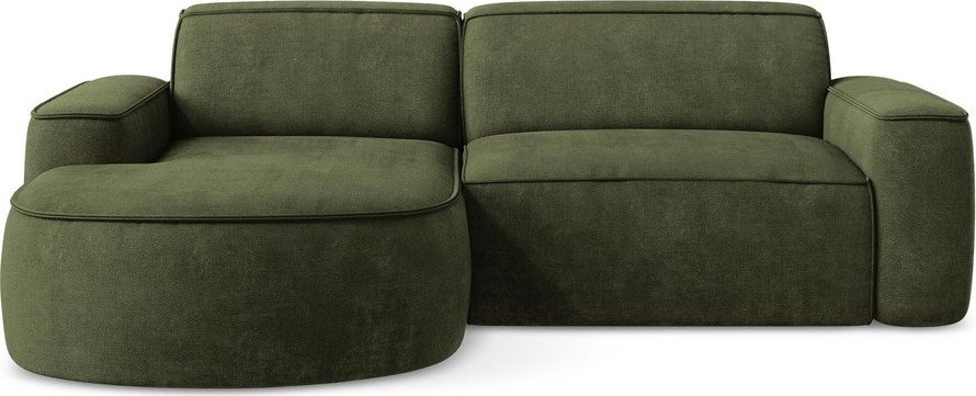 Zelená žinylková rohová pohovka (levý roh/s lenoškou) Omao – Makamii Makamii