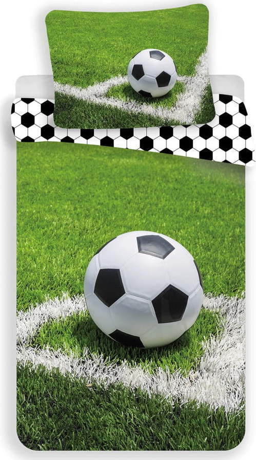 Zelené bavlněné dětské povlečení na jednolůžko 140x200 cm Football – Jerry Fabrics Jerry Fabrics