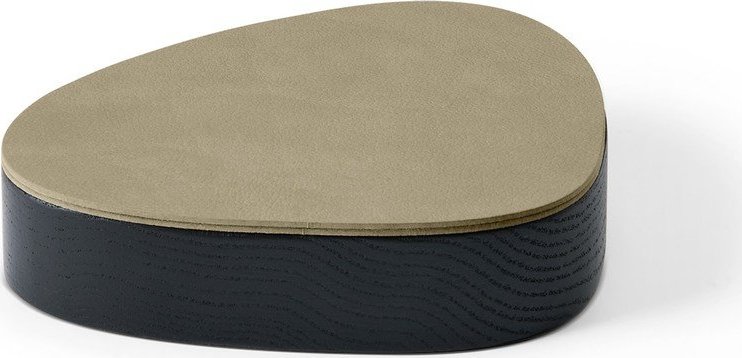 Zelený/černý dřevěný/z eko kůže úložný box s víkem/dekorativní 14x12