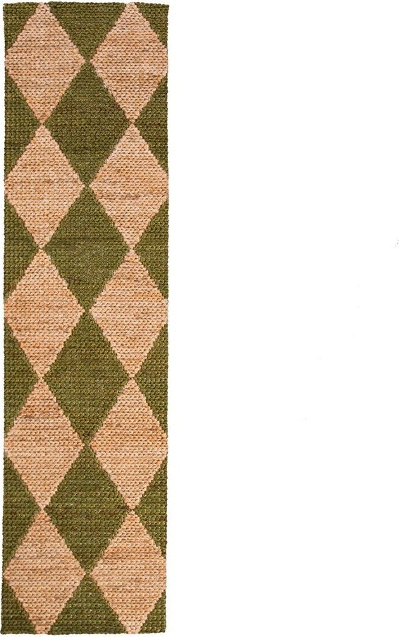 Zelený/v přírodní barvě ručně tkaný běhoun s příměsí juty 80x230 cm Effie Diamond – Flair Rugs Flair Rugs