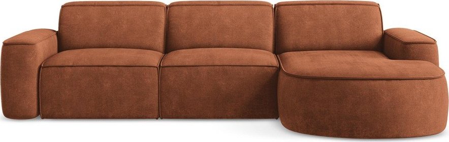 Žinylková rohová pohovka v terakotové barvě (pravý roh/s lenoškou) Omao – Makamii Makamii