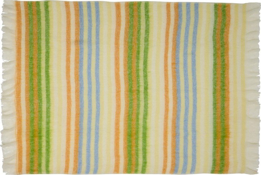 Žlutá/zelená deka s příměsí vlny 140x200 cm Loom – Hübsch Hübsch