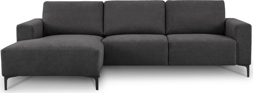 Antracitová žinylková rohová pohovka (levý roh/s lenoškou) Fabian – Scandic Scandic