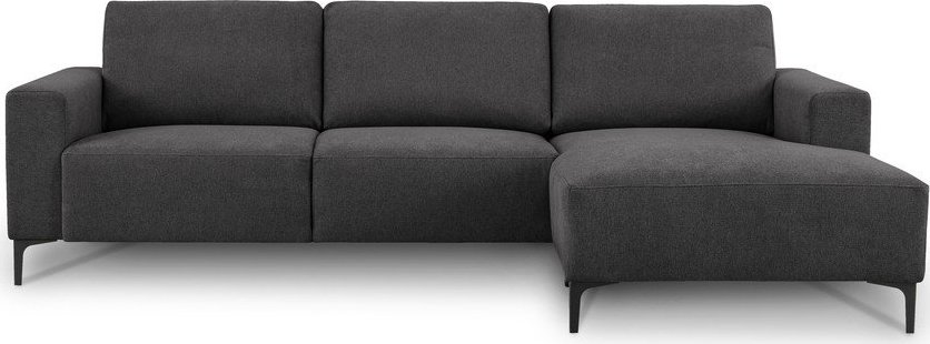 Antracitová žinylková rohová pohovka (pravý roh/s lenoškou) Fabian – Scandic Scandic