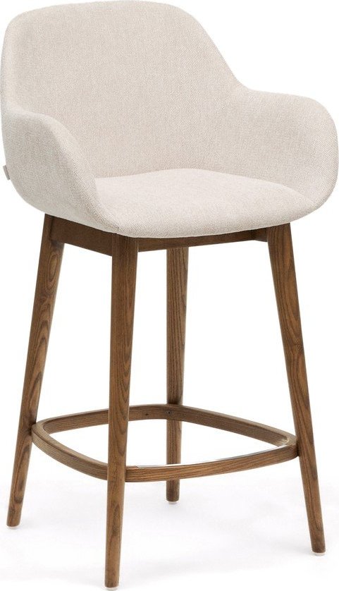 Béžová čalouněná barová židle s područkami (výška sedáku 66 cm) Konna – Kave Home Kave Home