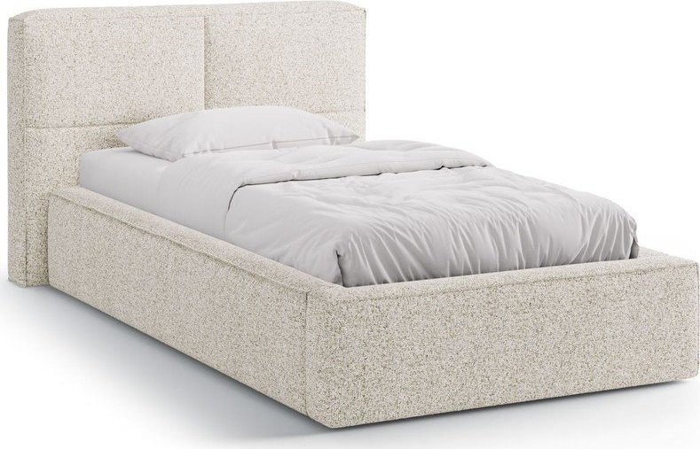 Béžová čalouněná jednolůžková postel s úložným prostorem s roštem 90x200 cm Darren – Micadoni Micadoni