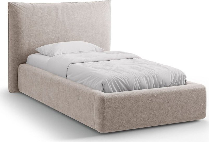 Béžová čalouněná jednolůžková postel s úložným prostorem s roštem 90x200 cm Kaelle – Micadoni Micadoni