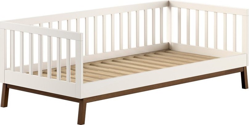 Béžová dětská postel z borovicového dřeva s roštem 90x200 cm Sezane – Vipack Vipack