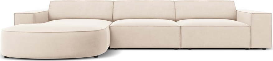 Béžová sametová rohová pohovka (levý roh/s lenoškou) Jodie - II. jakost – Micadoni Micadoni