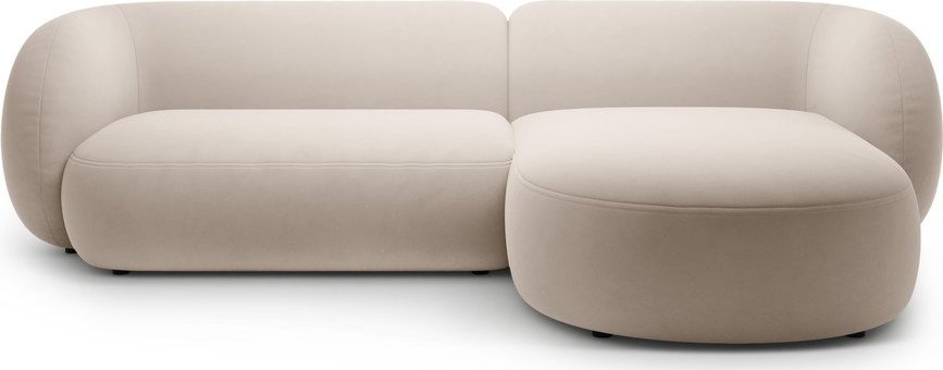 Béžová sametová rohová pohovka (pravý roh/s lenoškou) Kate – Micadoni Micadoni